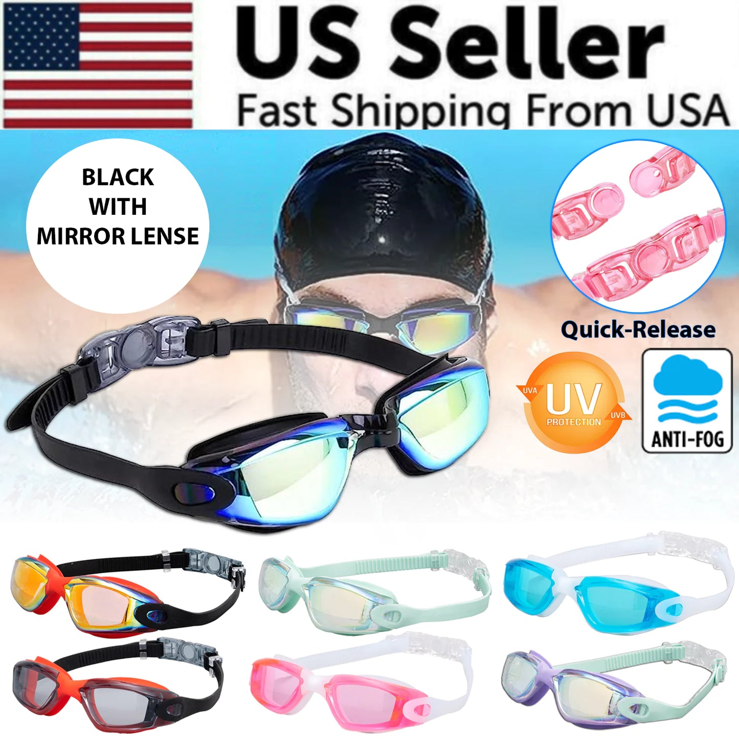 Lunettes de Natation Confortables Anti-Buée et Protégées UV pour Adultes et Enfants