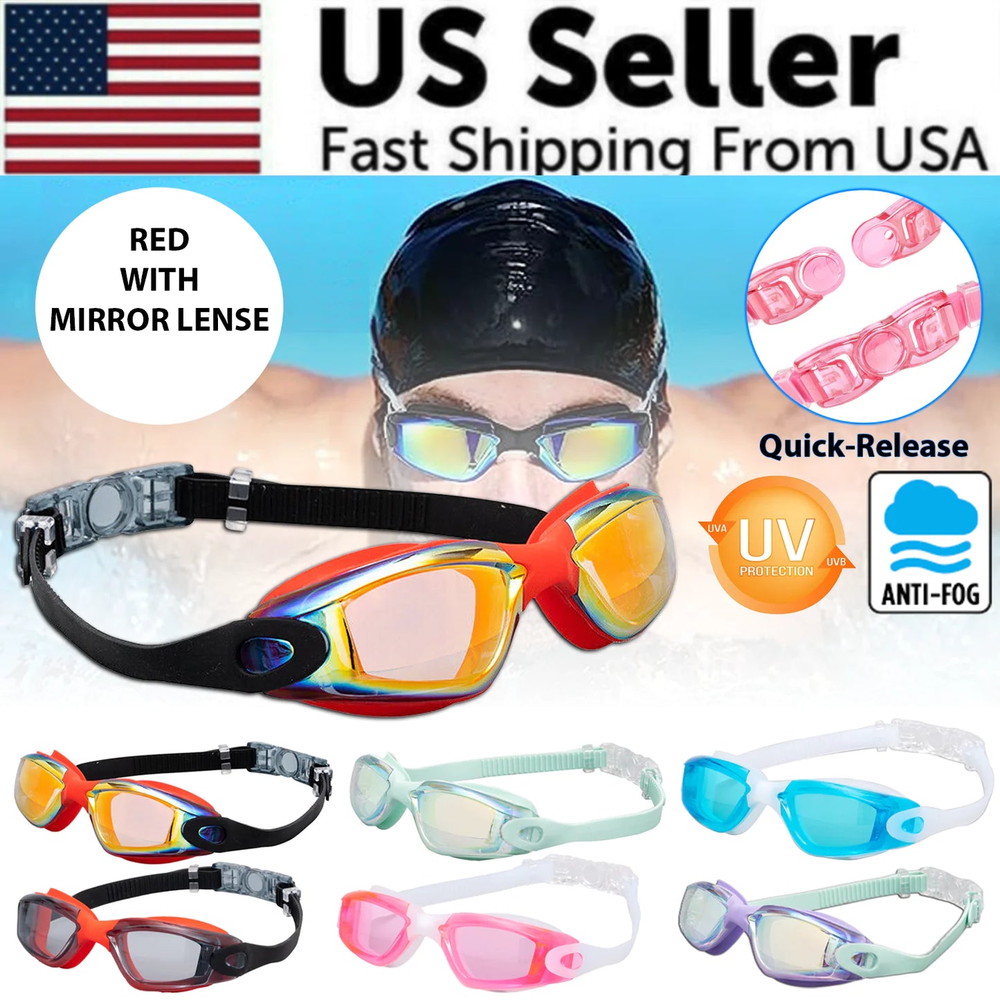 Lunettes de Natation Confortables Anti-Buée et Protégées UV pour Adultes et Enfants