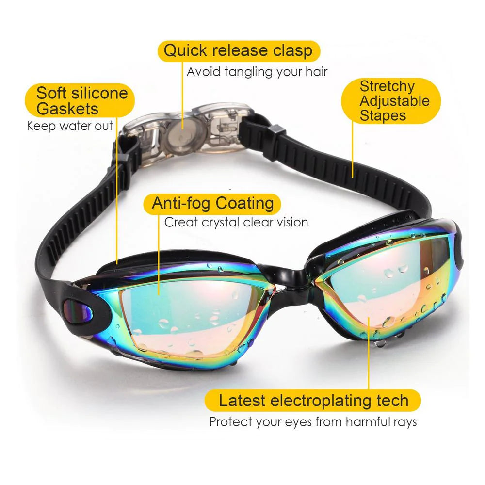 Lunettes de Natation Confortables Anti-Buée et Protégées UV pour Adultes et Enfants