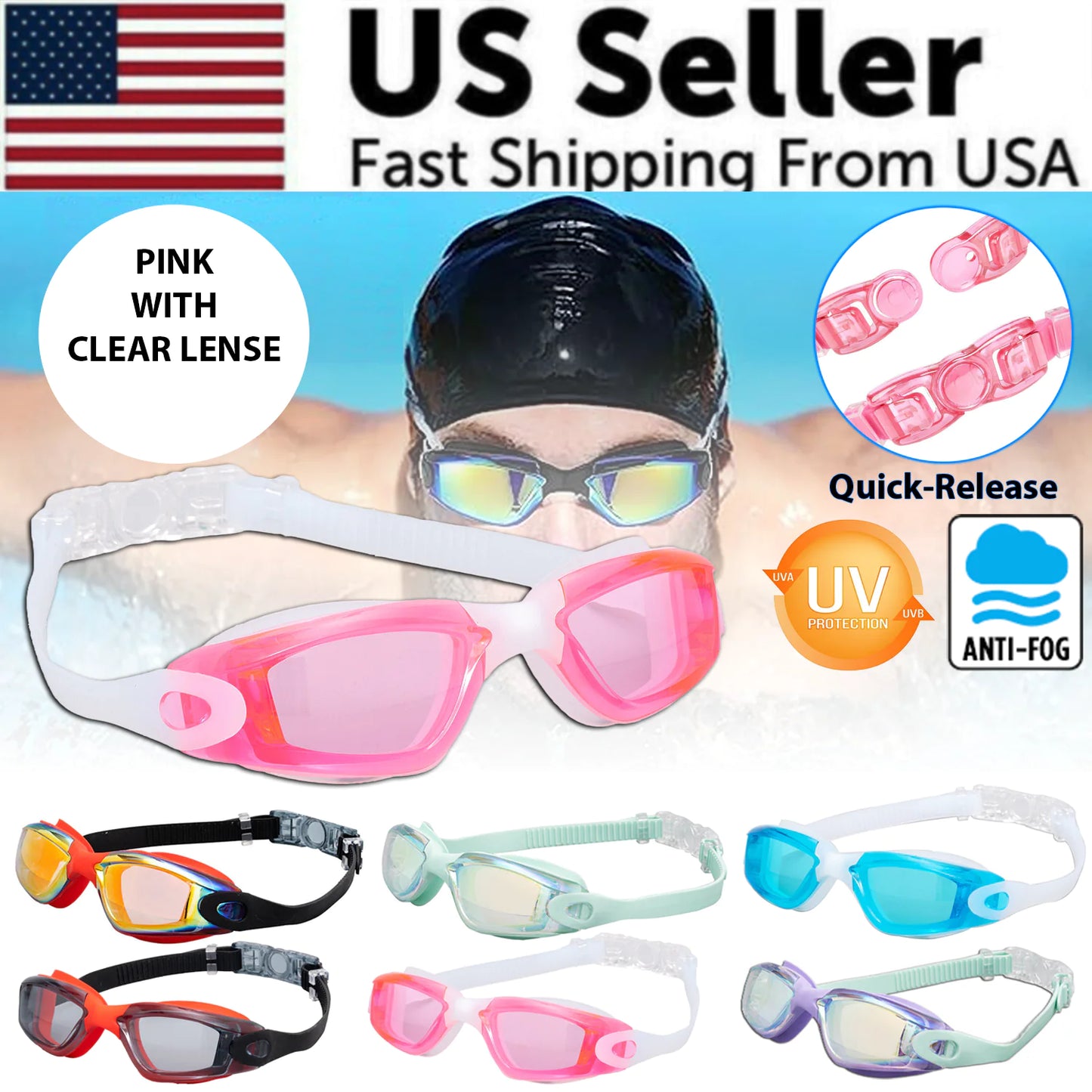 Lunettes de Natation Confortables Anti-Buée et Protégées UV pour Adultes et Enfants