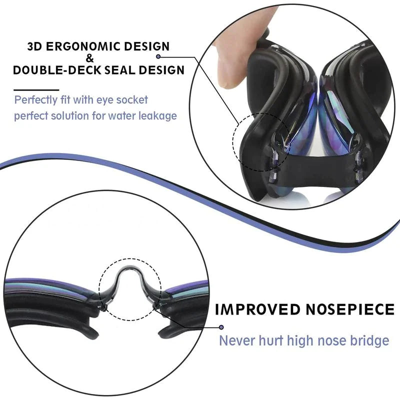 Lunettes de Natation Confortables Anti-Buée et Protégées UV pour Adultes et Enfants