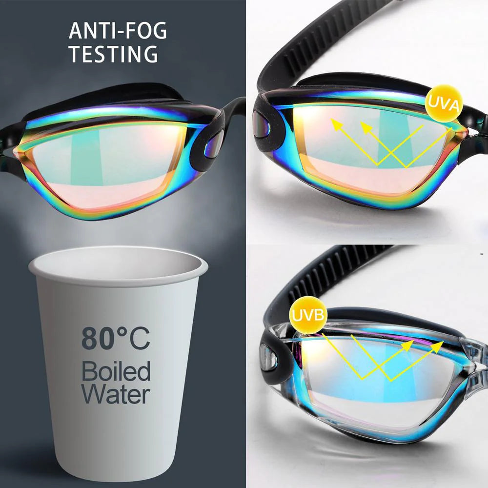 Lunettes de Natation Confortables Anti-Buée et Protégées UV pour Adultes et Enfants