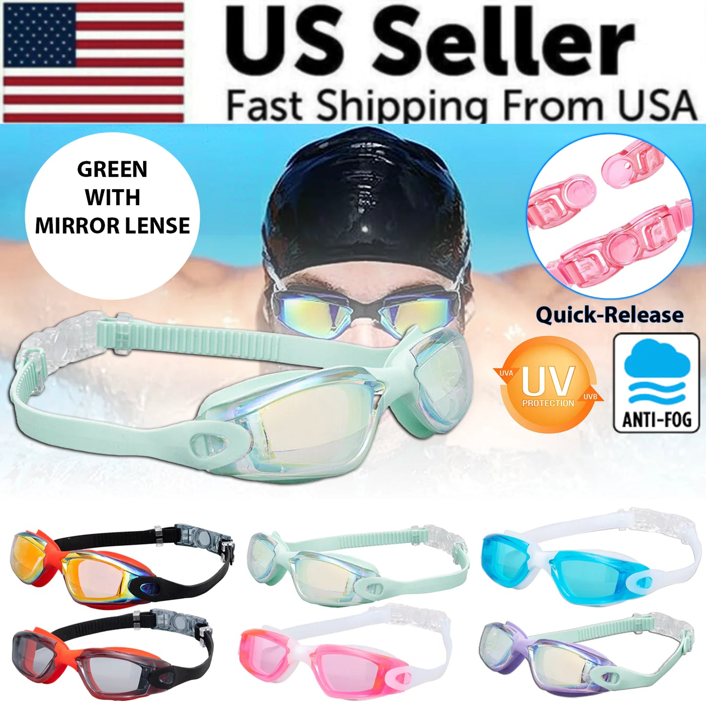 Lunettes de Natation Confortables Anti-Buée et Protégées UV pour Adultes et Enfants